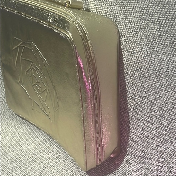 Lancome Gold Cosmetic Bag with Embossed Floral Design - Picture 14 of 16